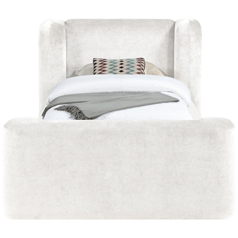 Modena Jadeth Chenille Fabric Bed, Twin, Cream Chenille Fabric
