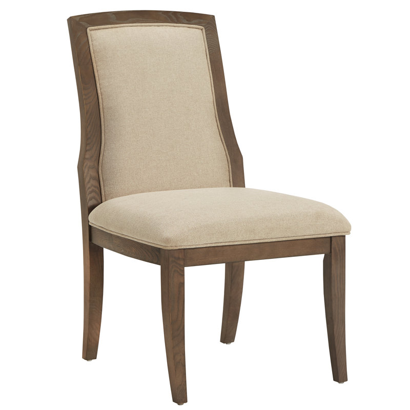 Chaise de salle à manger d'appoint rembourrée en bois massif de couleur beige Donnington, Châtaignier