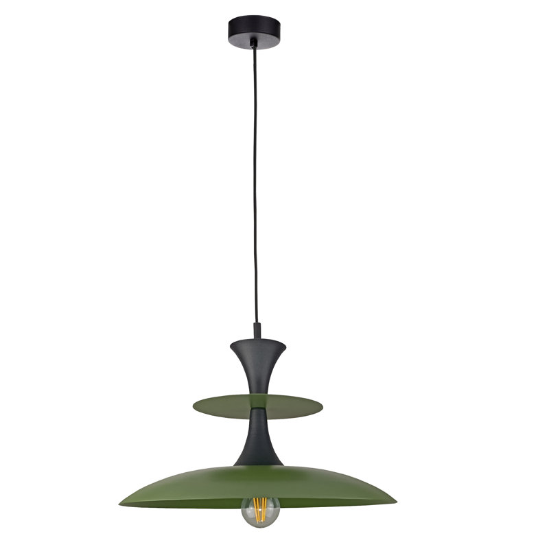 1 - Light Matte Black Dome Pendant, Khaki/Black