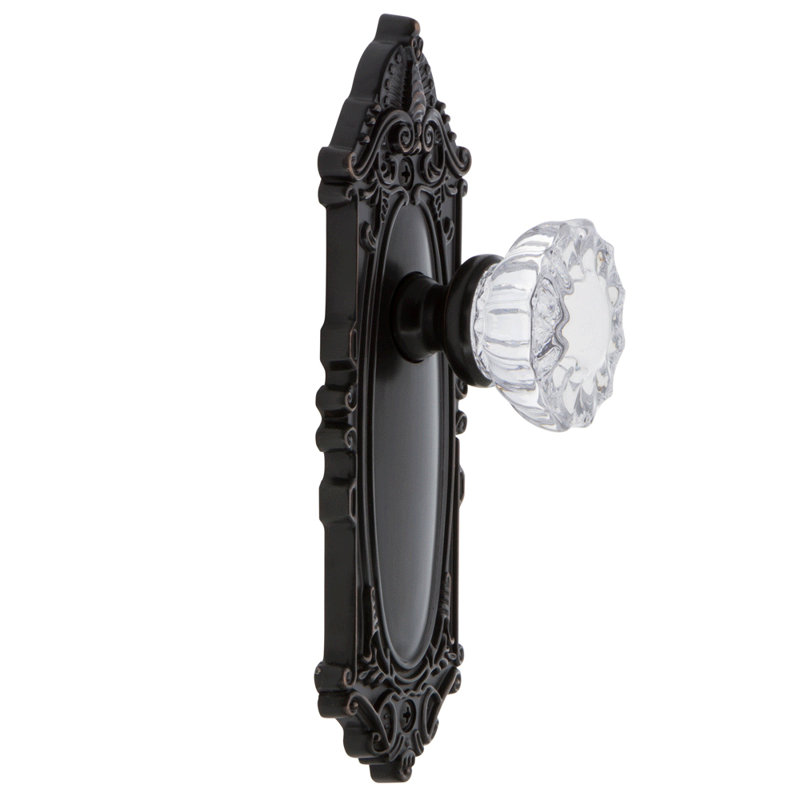 Grandeur Grande Victorian Plate Single Dummy with Fontainebleau Crystal Door Knob, Timeless Bronze