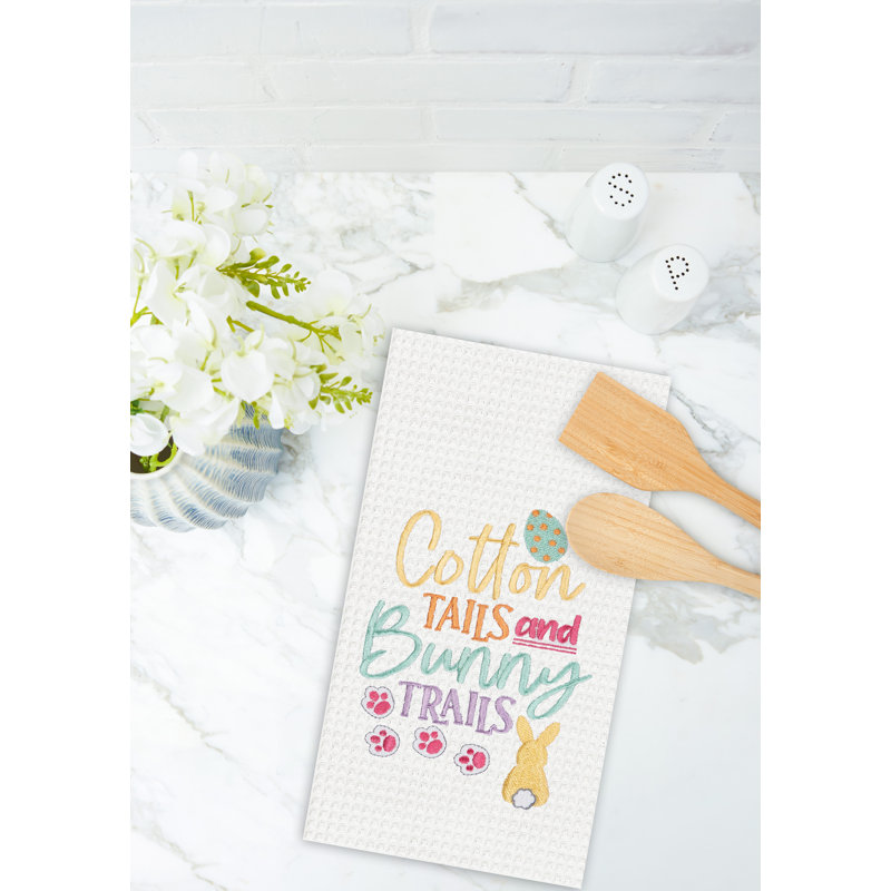 Serviette en coton et queues de lapin, Yellow/White/Blue Cotton Tails & Bunny Trails