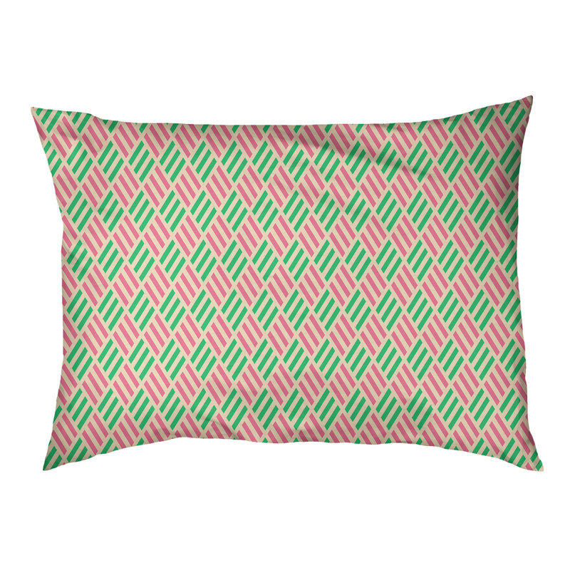 Coussin pour chien à rayures losanges Byrge, Grand (l 42,5 po x P 32,5 po x H 14 po), Rose / Vert