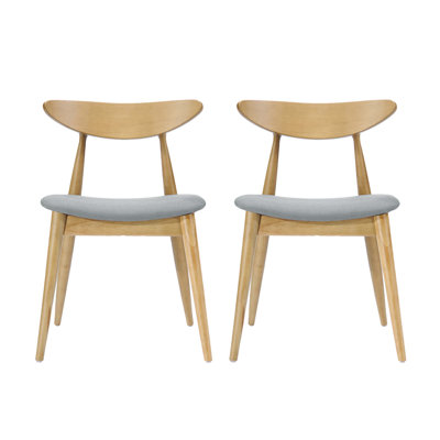 Set Of 2 Retro Rubberwood Chairs With Ergonomic Back & Plush Cushions,  For Comfort And Style In Any Room
