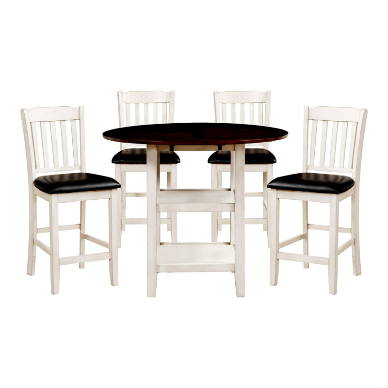 Ensemble de table 5 pièces à hauteur de comptoir avec 2 tablettes inférieures et 4 chaises