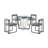Mirko 5 Piece 48" Round Glass Dining Table Set with Metal Frame and Upholstered Chairs-1875293414-1815733485