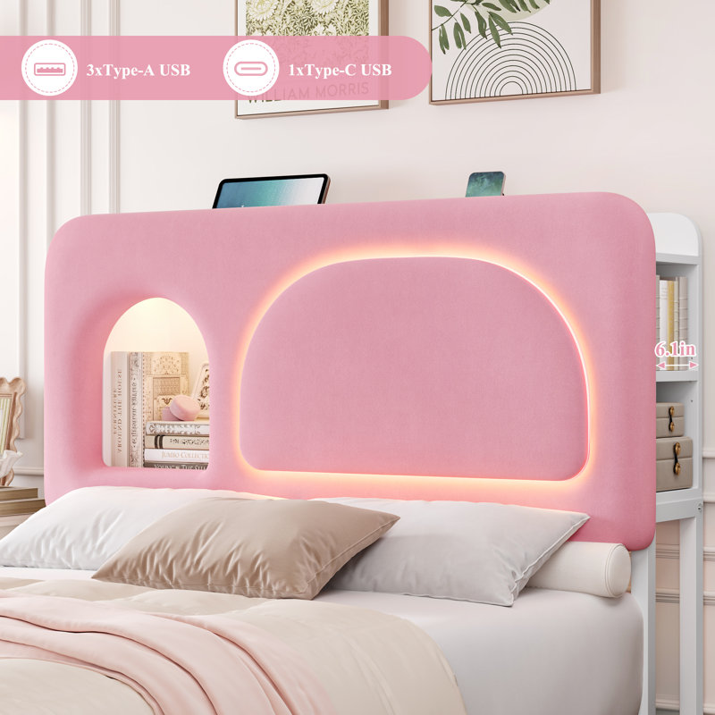 Lit avec rangement Arch, Lit double, Rose