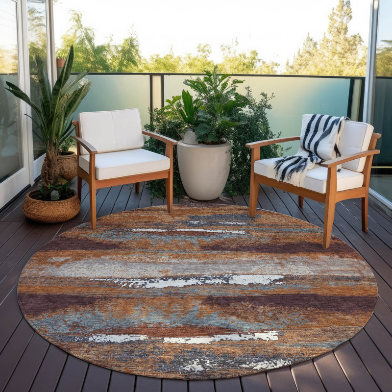 Tapis rectangulaire Aleighna avec envers antidérapant, Rond 8 pi
