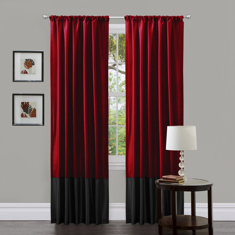 Curtain Pair, Red/Black