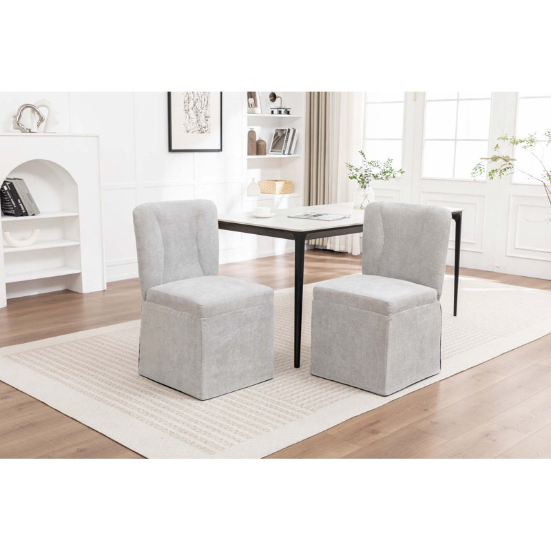 Chaises de salle à manger en lin, chaises d'appoint, ensemble de 2, Gris