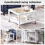 Table basse carrée avec plateau en verre trempé et structure en métal blanc, 27,6 po, incrustation en maille dorée