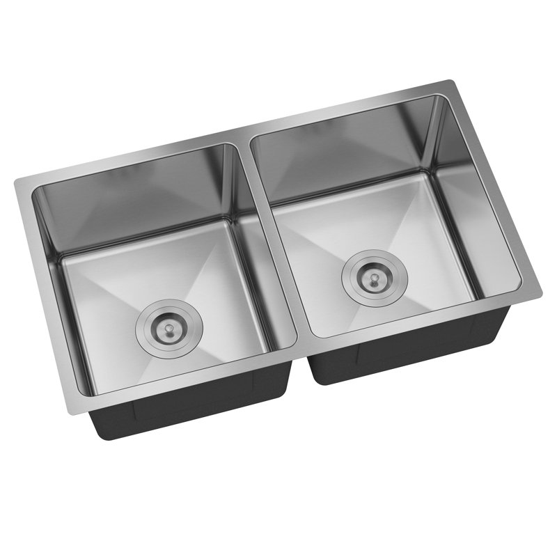31'' Brushed Stainless Steel Double Bowl Undermount Kitchen Sink