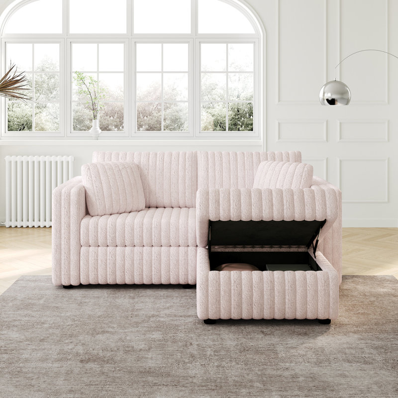 Canapé modulaire 75,6 po pour 2 personnes avec levage hydraulique. Très confortable et élégant. S'agence au repose-pieds de 30,7 po. Idéal pour la chambre à coucher et le salon. Rose clair