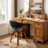 Modern Upholstered Dining Chairs, Black Faux Leather With Wooden Legs, Soft Padded Seat And Back, Scandinavian Kitchen And Dining Room Side Chairs​​-485555604