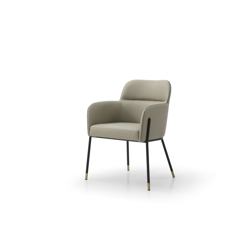 Fauteuil capitonné en acier, Gris clair