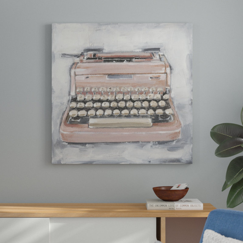" Vintage Typewriter IV " Acrylic Painting, 36" H x 36" W, Wrapped Canvas