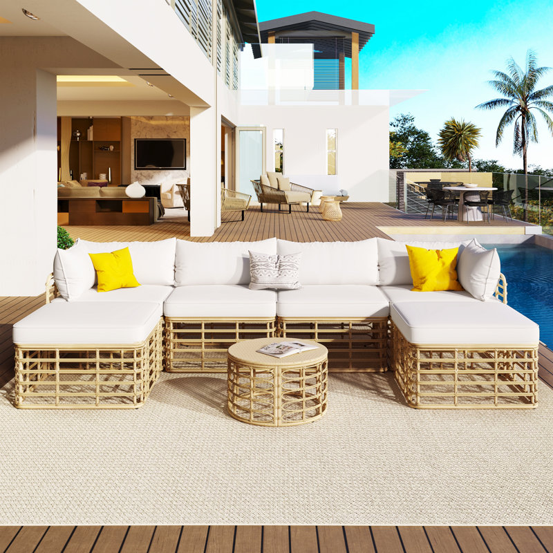 Ensemble de conversation pour patio avec coussins Artemizia, Beige