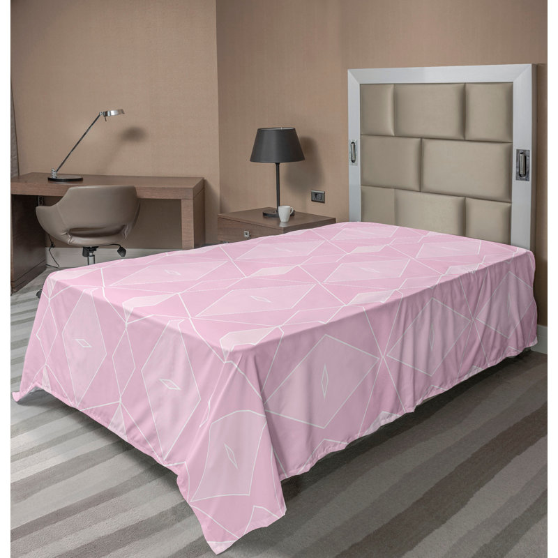 Drap plat moderne de style bohème Ambesonne, Drap plat pour lit simple, Mauve pâle / motif abstrait rosé