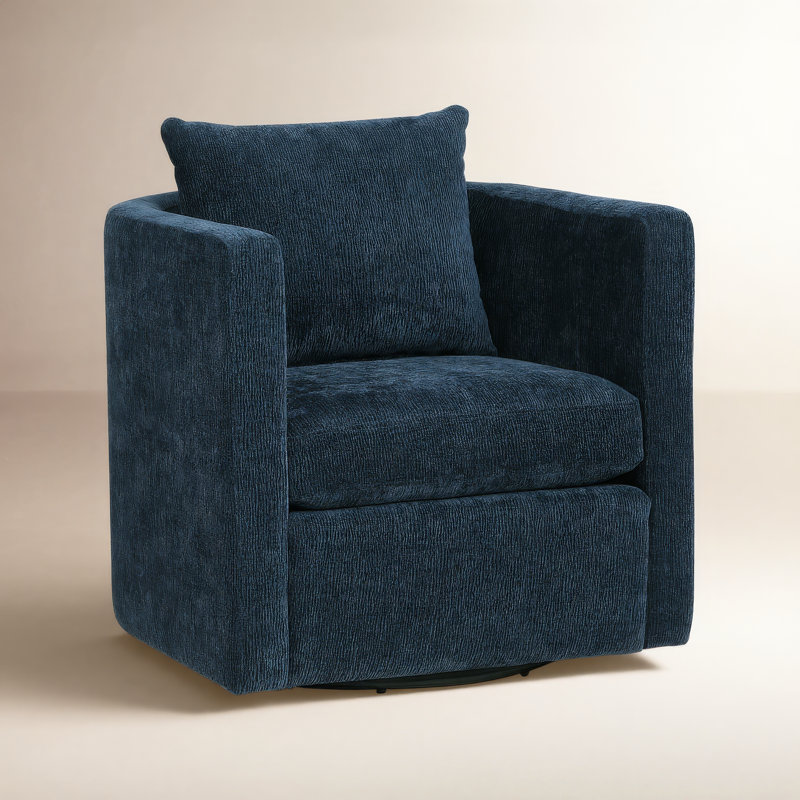 Fauteuil demi-tonneau Fran, Polyester bleu