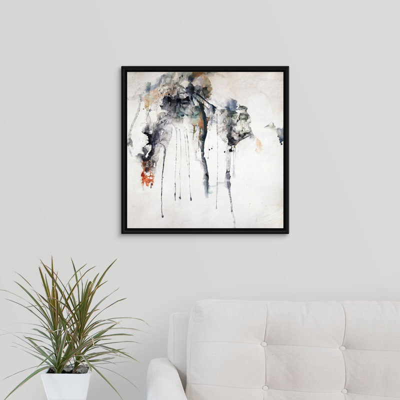 « étrange magic », peinture sur toile, H 21,7 po x l 21,7 po x P 1,75 po, Cadre flottant noir