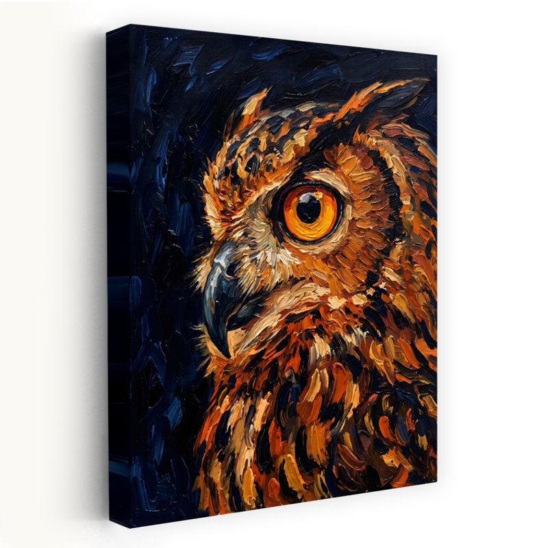 Majestic Owl Gaze Contemporary Bird Eagle Owl Portrait Wildlife Wall Art Print by HUGO - Wrapped Canvas Print