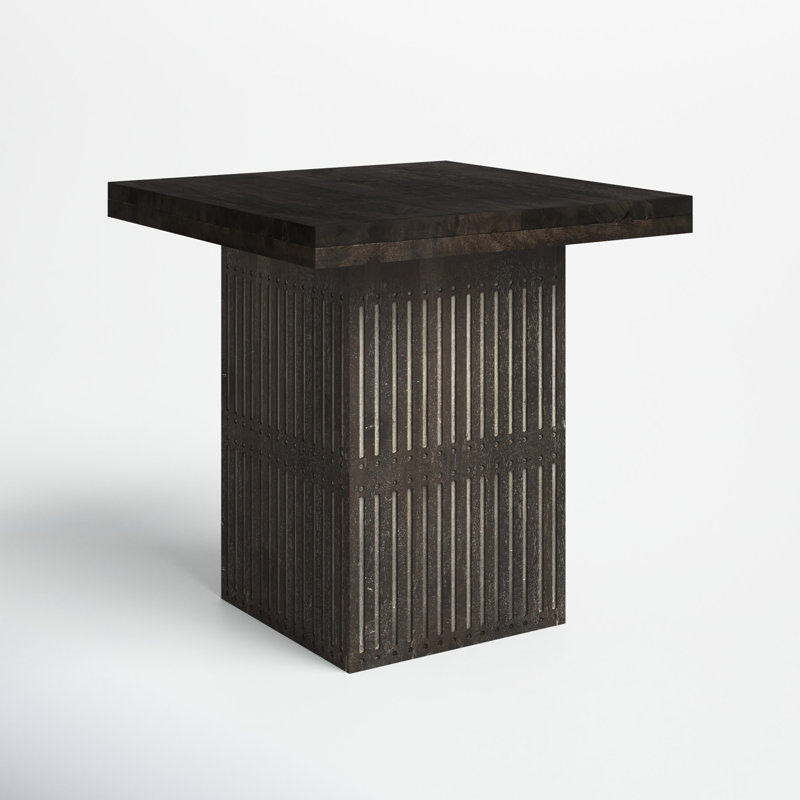 Isona Solid Wood End Table, Antique Brown