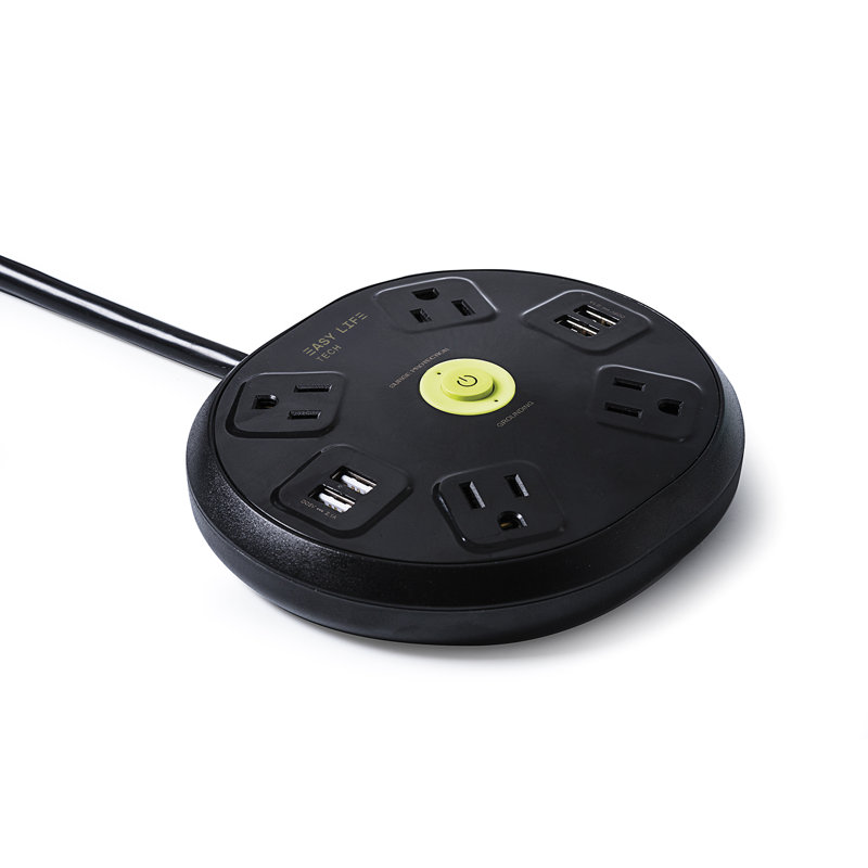 Protecteur de surtension multiprise 4 prises USB 4 prises Hub, Noir