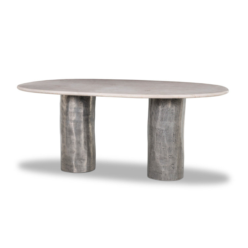 Arisela Oval Marble Double Pedestal Dining Table
