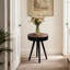 Table basse ronde de 15,7 pouces avec plateau sculpté, multifonctionnelle et durable pour les petits espaces, style campagne américaine