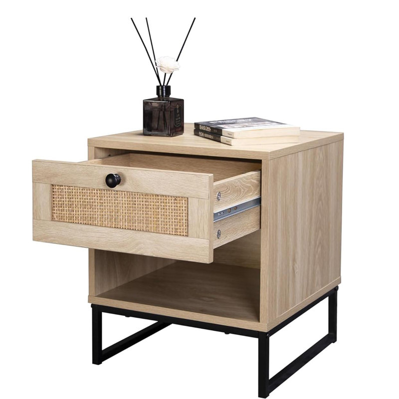 Table d'appoint avec tiroirs et pieds en métal