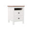 Table de chevet 2 chambres - blanc + brun, lignes épurées et rangement pratique brun avec deux tiroirs, conçu pour économiser de l'espace