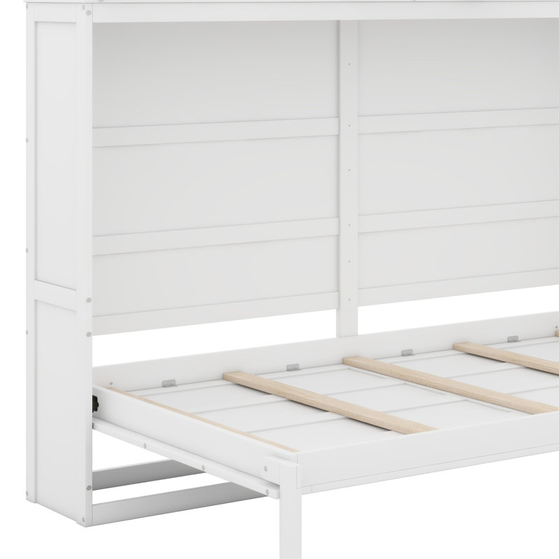 Murphy Bed Wall Bed With Top Cabinets, White