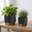 Jardinières en céramique texturée Pautah pour les espaces extérieurs et intérieurs - Pots de fleurs modernes pour la maison, le salon ou le patio - ensemble de 2, 7 po, 5 po-2024056219
