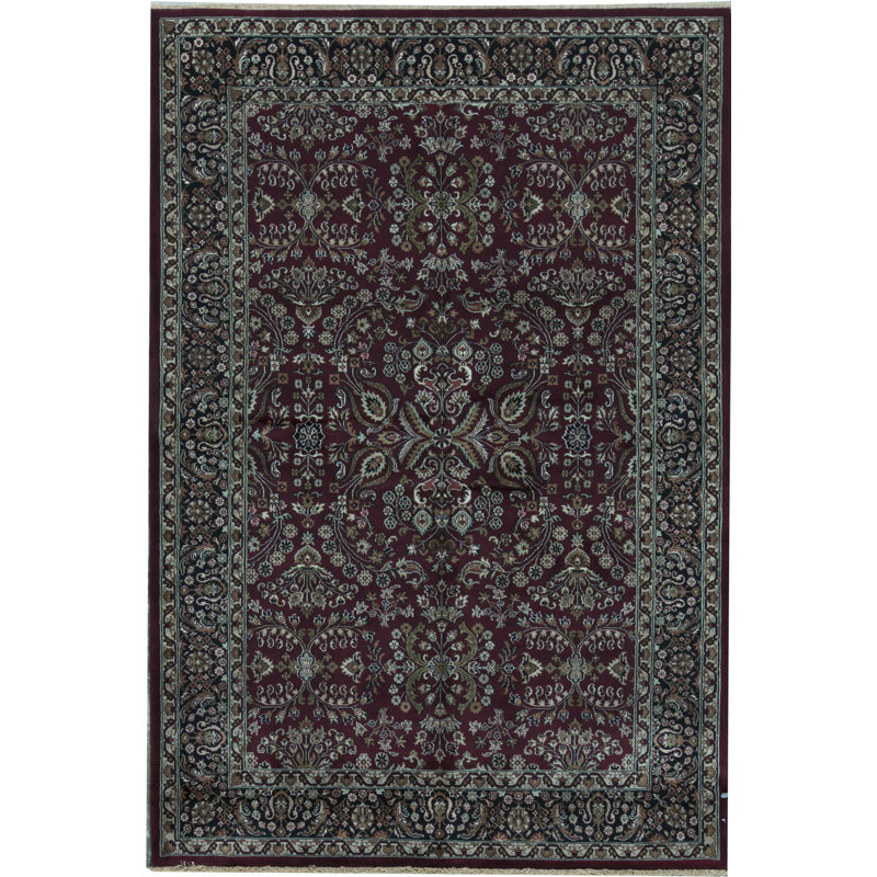 Wool Oriental Area Rug in Rust/Beige/Black