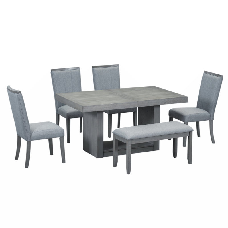 Ensemble de salle à manger rectangulaire Jeanne, Gris, Gris