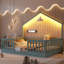 Lit double surélevé avec rails hauts, lit Montessori en bois avec lumière pour enfants, garçons et filles-1587388978