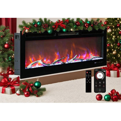 Recessed Or Wall Mounted Electric Fireplace, Wifi & Alexa, Led Touch Screen