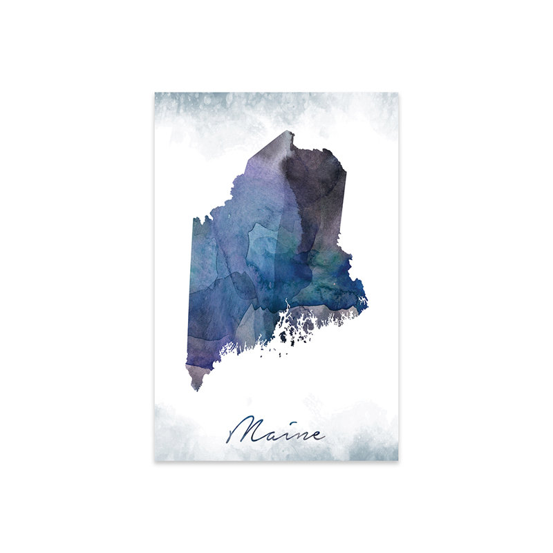 Maine State, impression bleutée sur verre acrylique, H 24 po x l 16 po x P 0,25 po