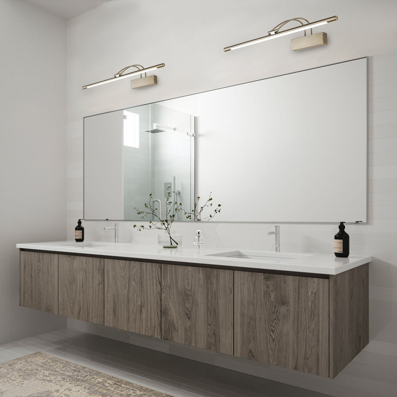 1-Lamp dimmable LED mirror front light, Silver, 15 W, 6.88" H x 31.88" W x 31.88" D