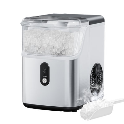 BacklD 33Lbs/24H Countertop Ice Maker, 6Min/Cycle, Chewable & Crunchable Nugget Ice, with Self-Cleaning, Basket, Scoop, One-Click Operation