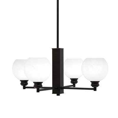 Edge 4 Light Chandelier With 5.75" Glass