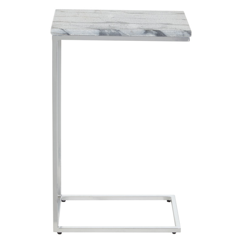 Table de bout en marbre uni Wallace, Chrome, Gris