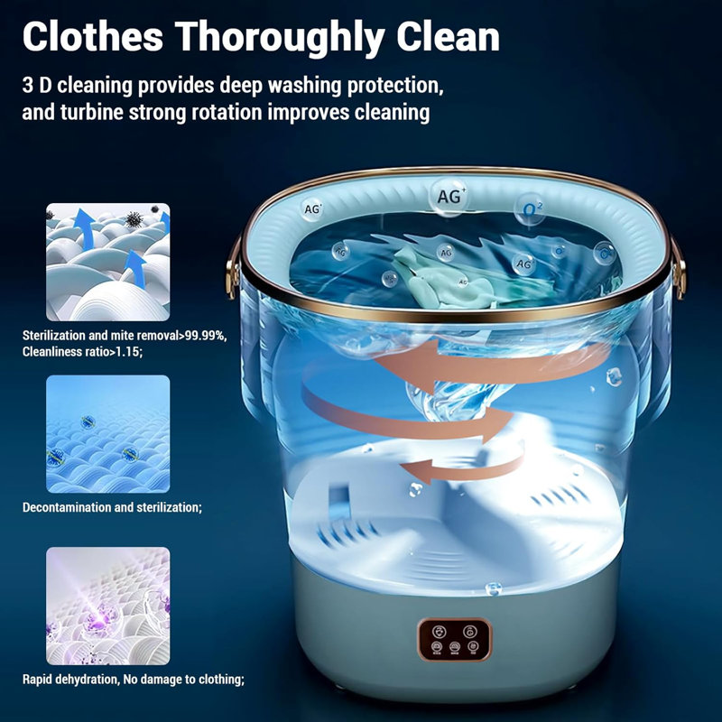 Mini Washing Machine and Dryer, 12L Foldable Mini Washer for Underwear, Upgraded Collapsible Washing Machine, for Baby Clothes Socks Apartment