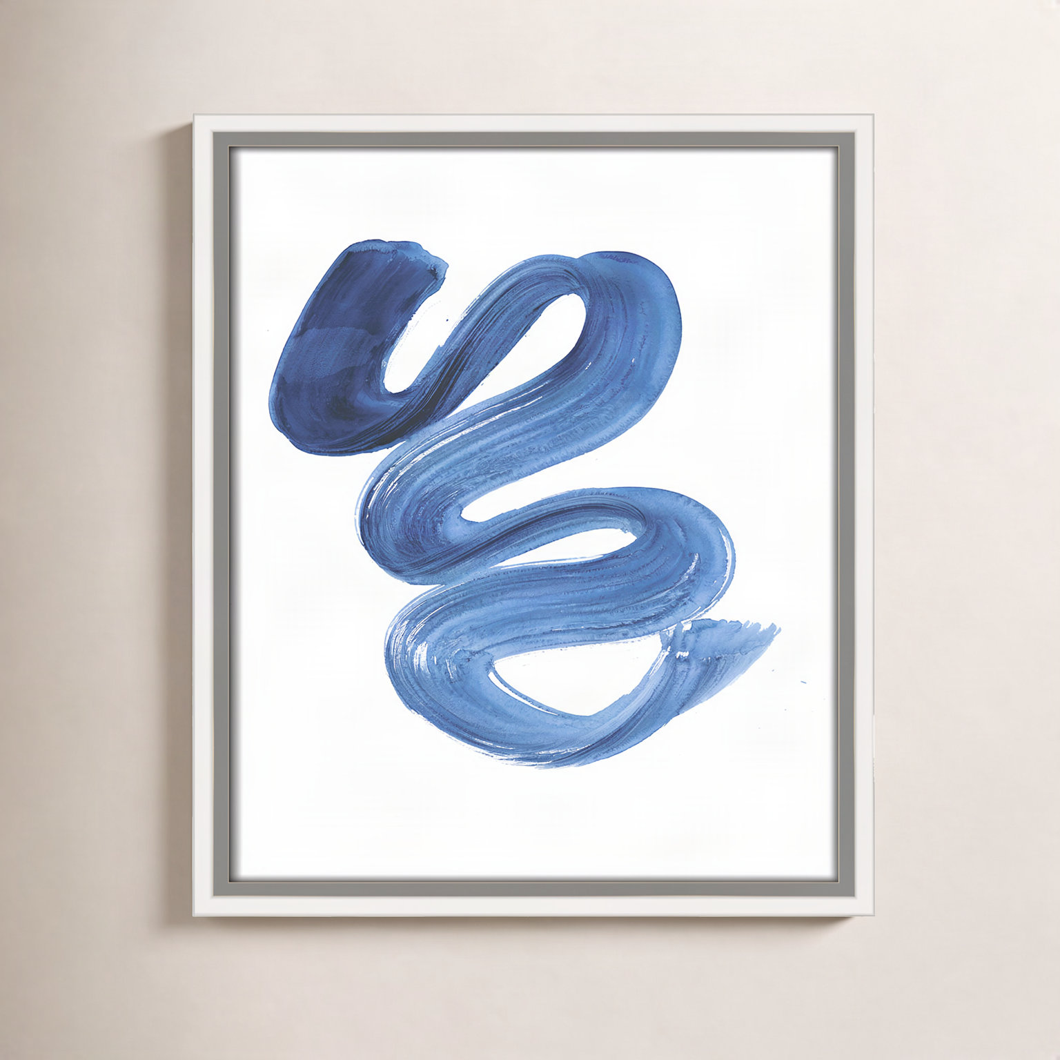 Coppola "Slinky Indigo II" Print by Filippo Ioco, White Framed Canvas, 15.5" H x 12.5" W x 2" D
