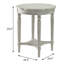 Table de bout ronde antique en ardoise avec surface de rangement et tablette inférieure