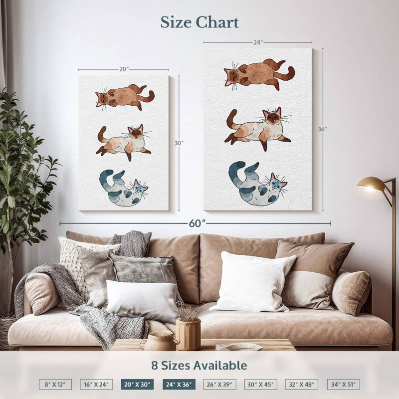 Trio de chats japonais Brampt, H 30 po x l 20 po