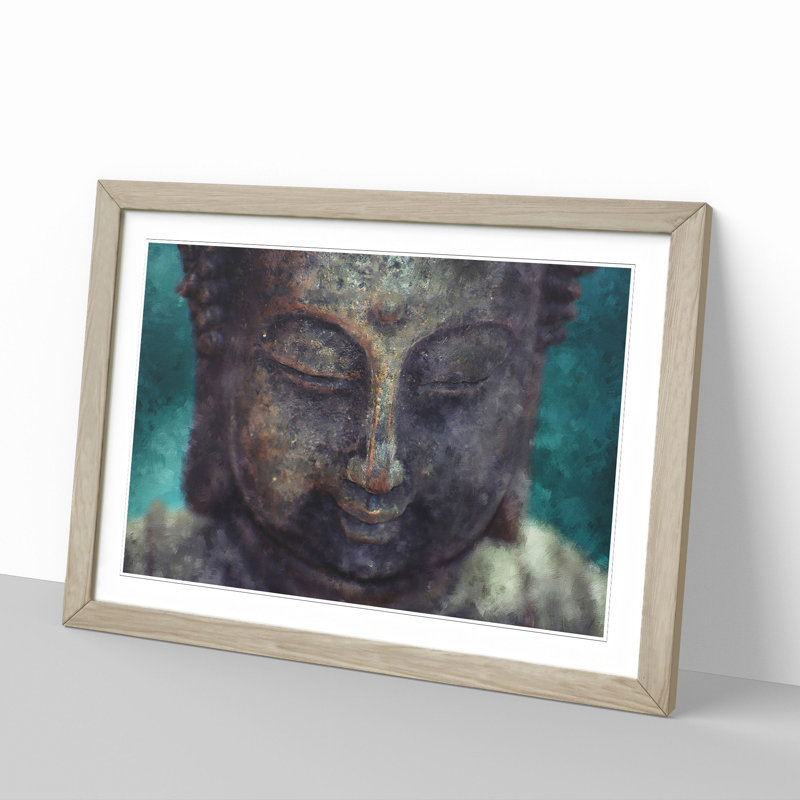 Buddha Statue Vol.10 - Picture Frame Painting, 27cm H x 36cm W x 2cm D, Oak
