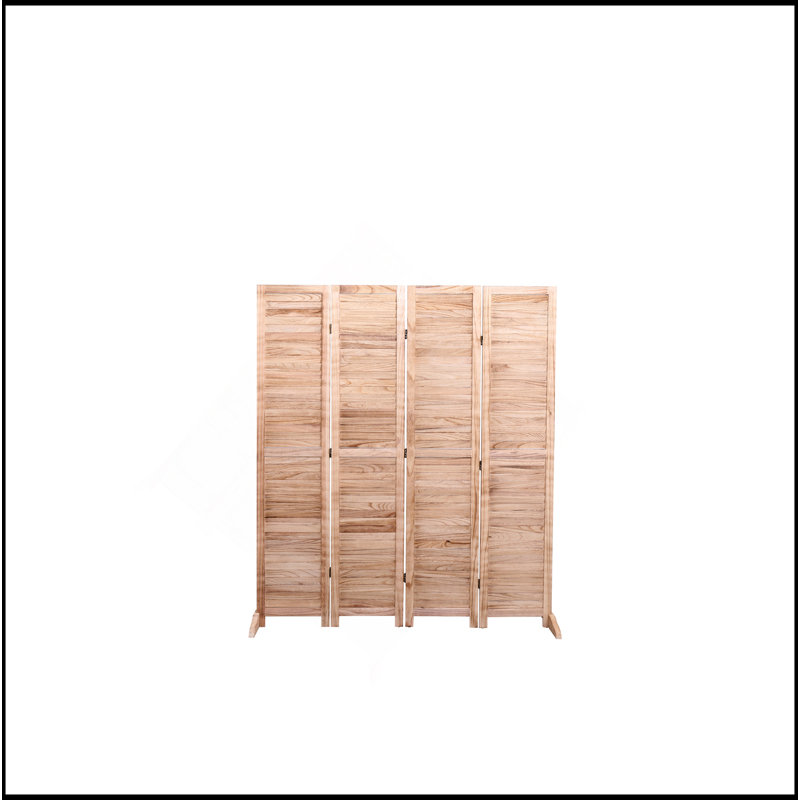 Cloison pliante en bois massif l 55,2 po x H 65 po, 4 panneaux, naturel