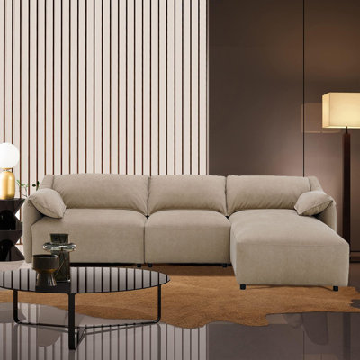Canapé modulaire surdimensionné en suède doux de 127 po avec méridienne brun clair 127 po