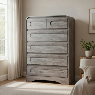 Commode 6 tiroirs Catoe, gris