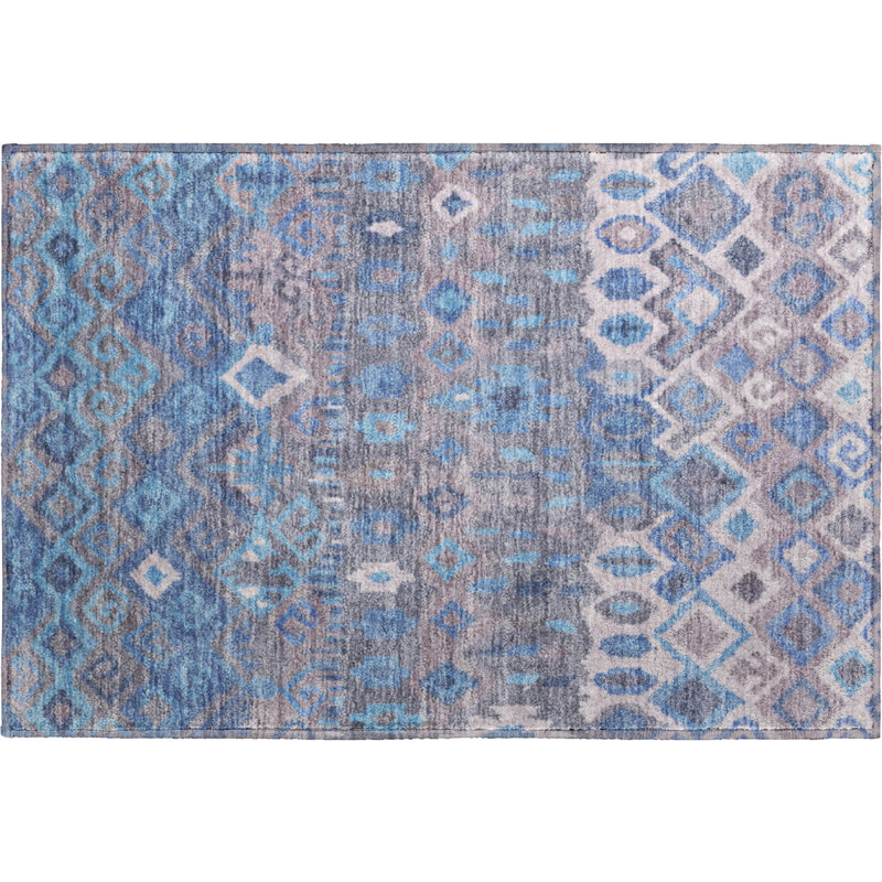 Premium Machine Washable Mayfield AMF2304 Casual Rug, Blue, 2'6" x 3'10"